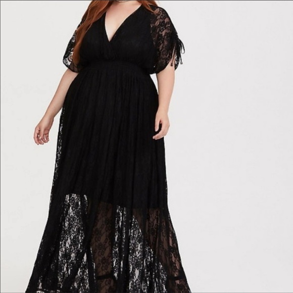 Torrid Black Lace Stretch Maxi Dress Size 1 - Picture 1 of 3